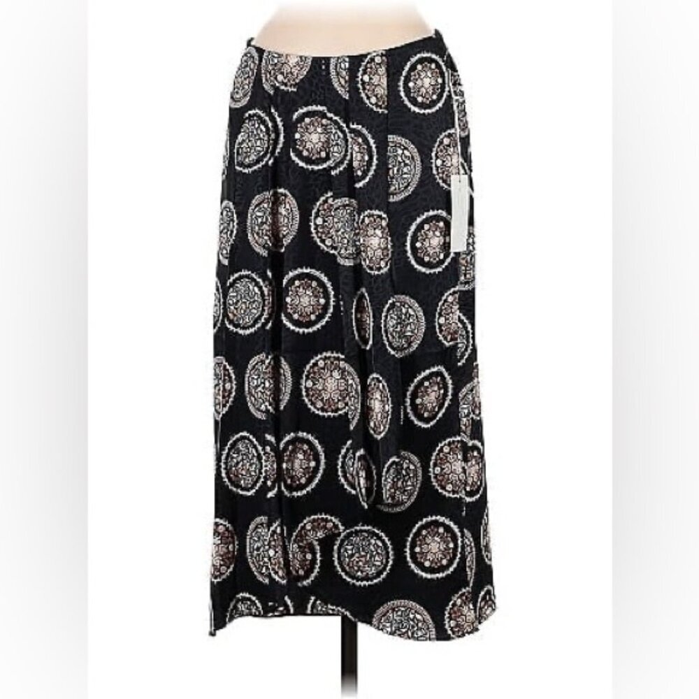 NWT joie Casual Low Pleated Pull on Midi Skirt Faux Wrap Elastic Waist Size M‎